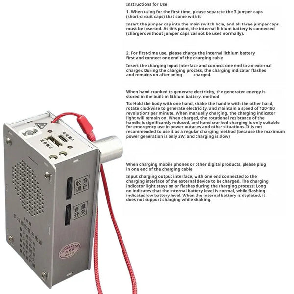 Emergency Hand Crank Generator Radio – Portable USB Charger, Flashlight & Plasma Igniter Survival Tool