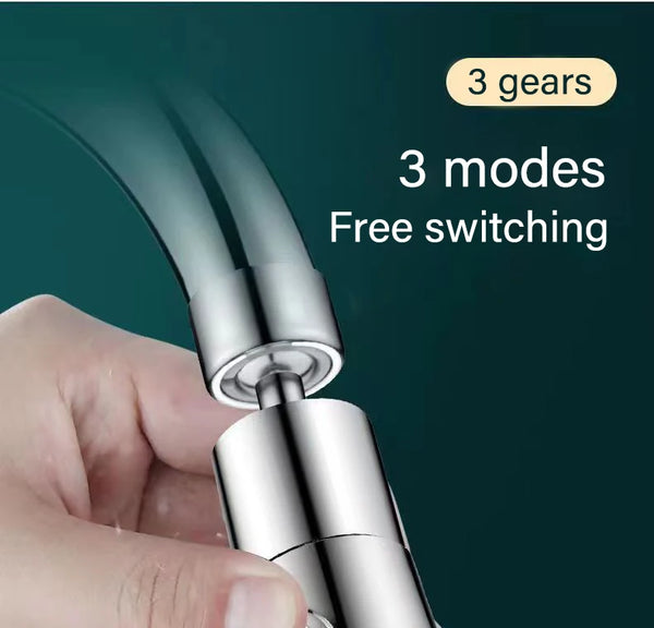 3-In-1 Kitchen Faucet Extender – Universal 360° Rotating Pull-Out Tap with Multi-Mode Strong Flushing Booster