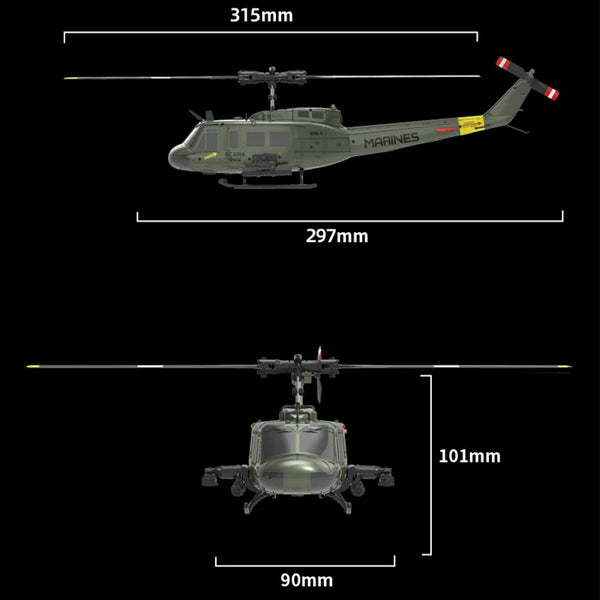 RC ERA C032 (UH-1) 6-Channel Stunt Helicopter – Aileron-Free Reverse Flight Electric Remote-Controlled Model