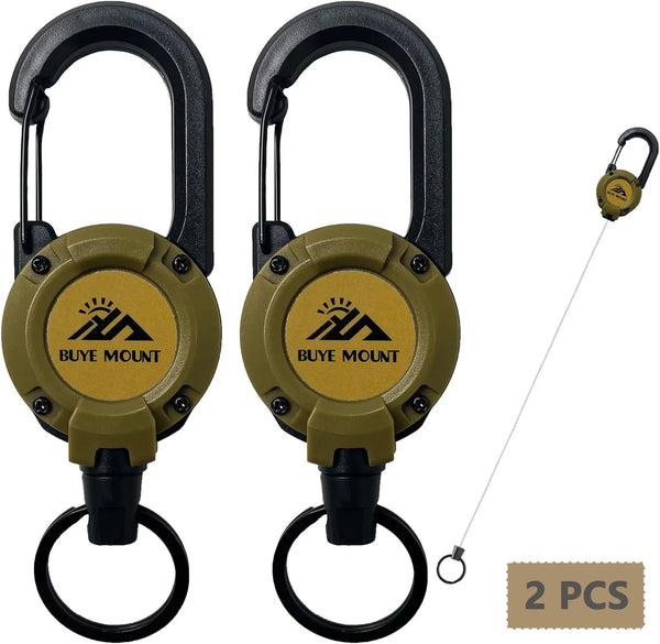 Retractable Keychain 2-Pack with Tactical Badge Reel & Steel Cord