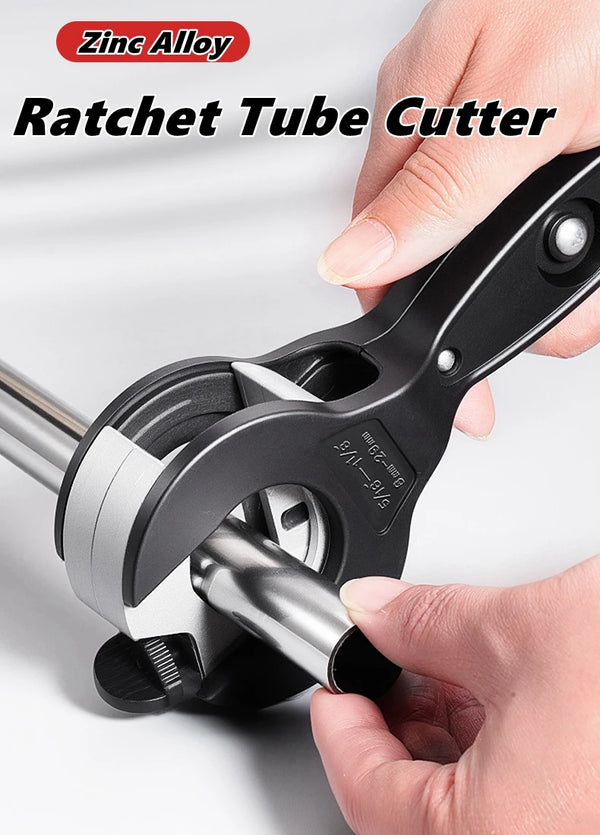 RRatcheting Tubing Cutter – 8–29mm Universal Pipe Cutting Tool with Deburring Function