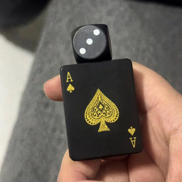 Rotating Dice Playing Cards Windproof Green Flame Gas Lighter – Novelty Collectible Pocket Lighter