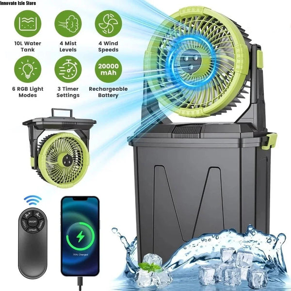 Portable Misting Fan with 20000mAh Battery, Remote & Triple Nozzles
