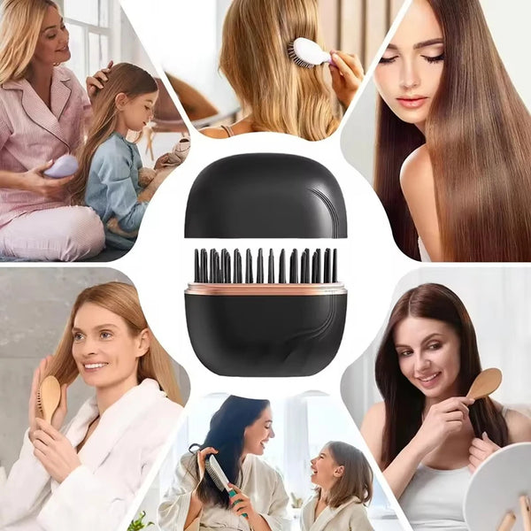 Mini Hair Straightening Comb with Wireless Charging & 3 Heat Settings