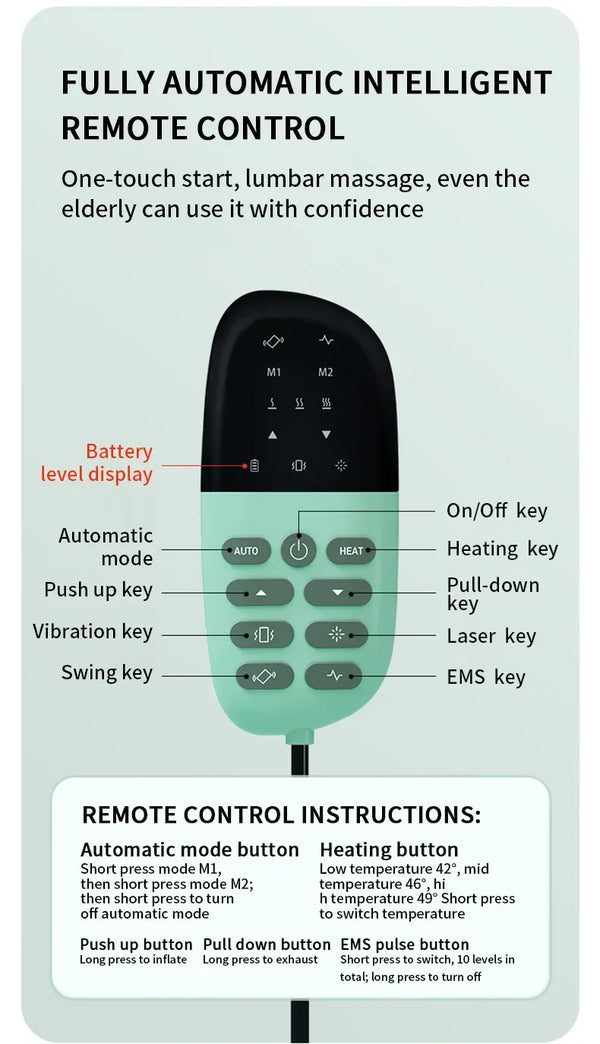 Intelligent Lumbar Massager – Electric Waist Traction Device with Heat & Vibration