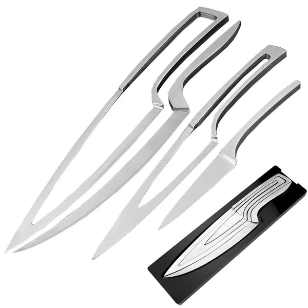 4-Piece Multifunctional Stainless Steel Kitchen Knife Set – Chef, Cleaver, Boning & Utility Knives