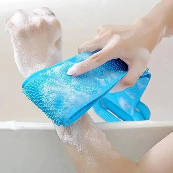 Silicone Back Scrubber & Bath Brush with Extended Handle for Deep Clean