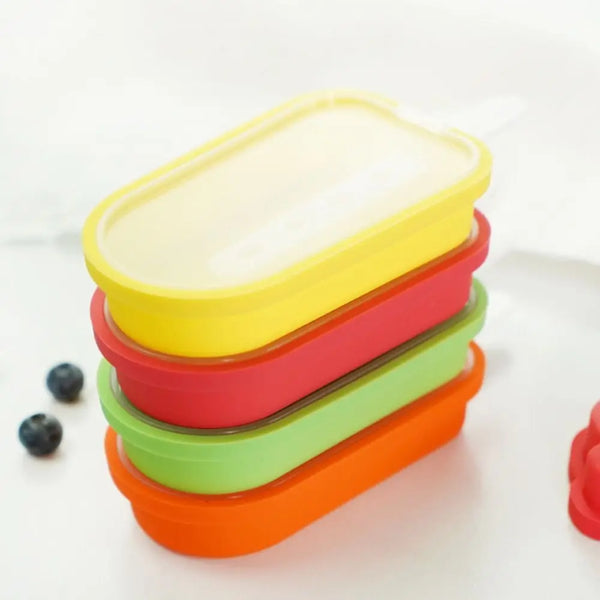 Stackable Silicone Popsicle Mould with Lid & Sticks – Reusable Ice Maker