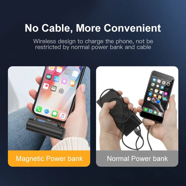 5000mAh Magnetic Mini Power Bank with Wireless & Fast Charging