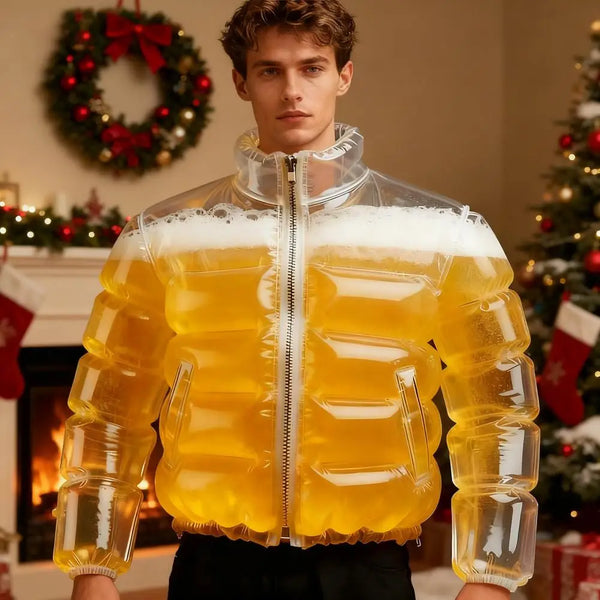Transparent Wearable Beer-Drinking Jacket for Parties, Festivals & Gag Gifts