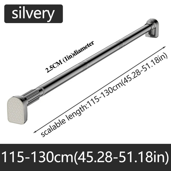 Adjustable Stainless Steel Shower Curtain Rod – No-Drill Telescopic Pole