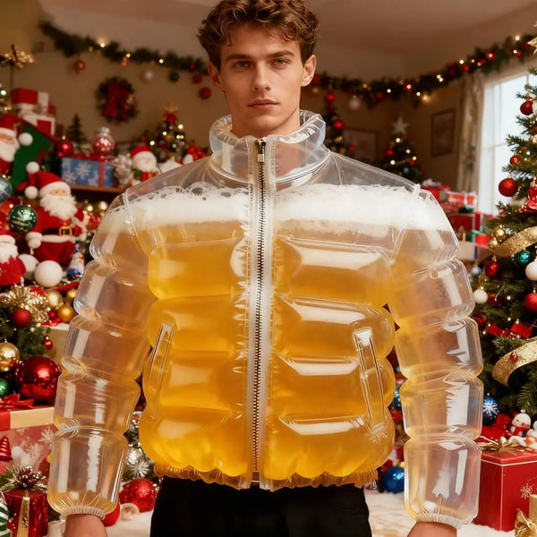 Transparent Wearable Beer-Drinking Jacket for Parties, Festivals & Gag Gifts