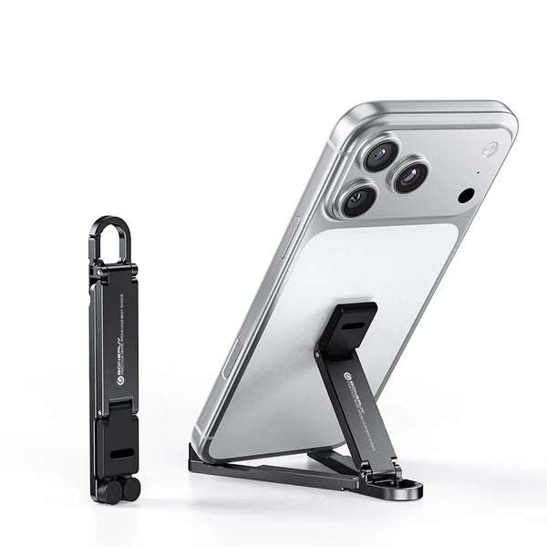 Desktop Aluminum Alloy Folding Phone Holder – Portable Keychain Universal Smartphone Stand