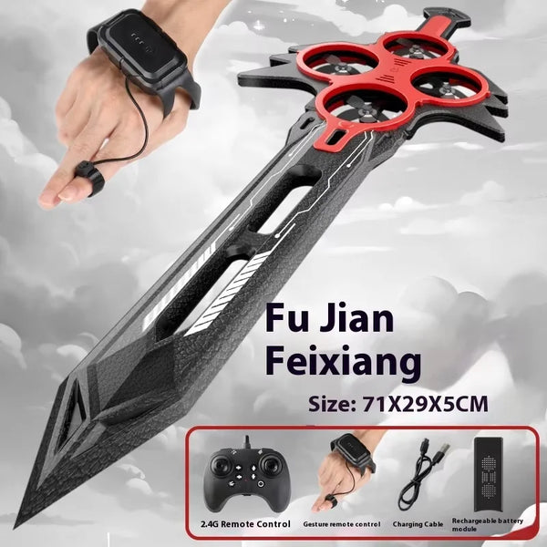 Hand-Gesture Controlled Flying Sword Toy Drone – Sword-Shaped RC Airplane with 360° Flip