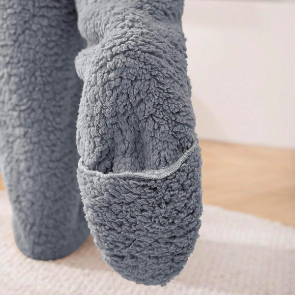 Fuzzy Thigh High Socks – Soft Knit Leg Warmers for Office & Home