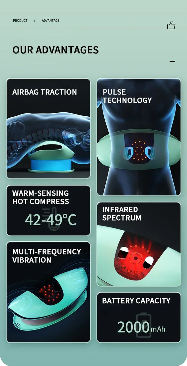 Intelligent Lumbar Massager – Electric Waist Traction Device with Heat & Vibration