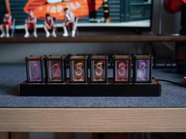 Luxury Nixie Glow Tube Clock – Wood DIY RGB Digital Desk Clock