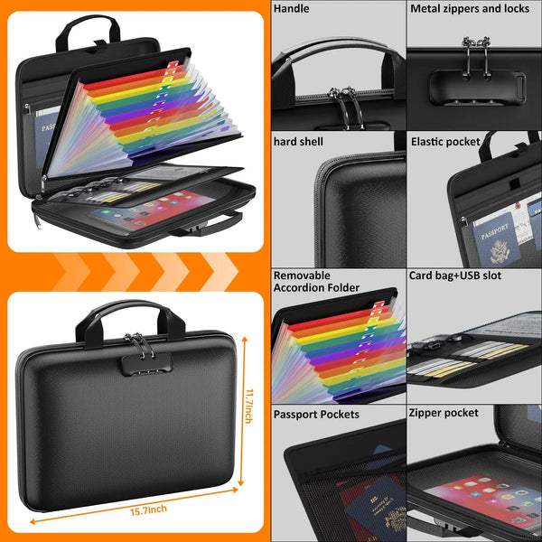 Hard-Shell Fireproof Document Box with Lock – Portable Secure Organizer for Home, Office & Travel