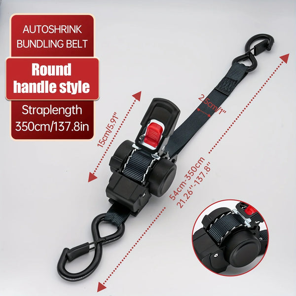 Automatic Retractable Ratchet Tie-Down Strap – Self-Tensioning Cargo & Luggage Securing Belt