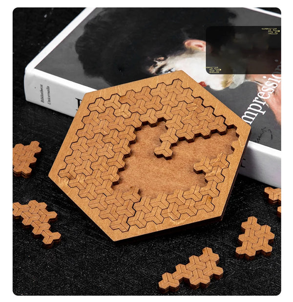 Impossible Wooden Puzzle IQ Board – Brain-Teaser Jigsaw & Tangram Puzzle with Multi-Level Difficulty