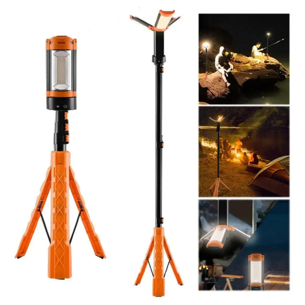 LED Work Light with Tripod Stand – Rechargeable Waterproof Camping Lantern with 4 Modes & Power Bank Function