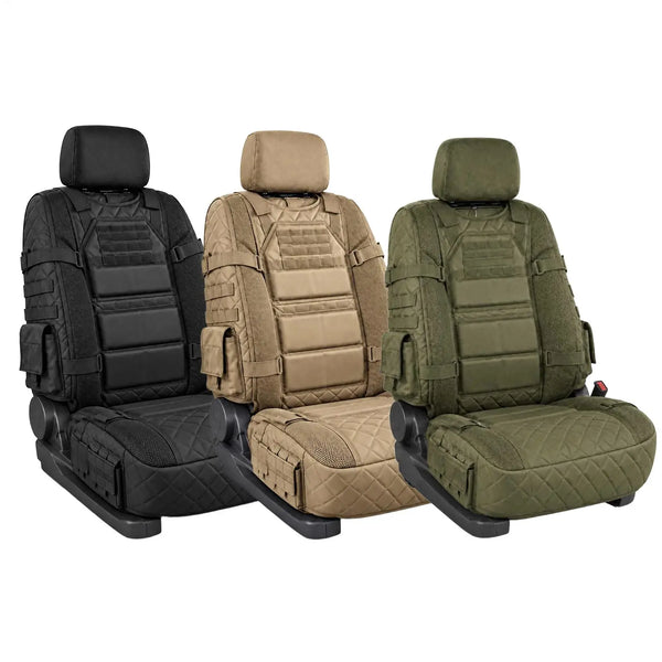Military Style Heavy-Duty Car Seat Protector with Non-Slip Backing & Storage Pockets