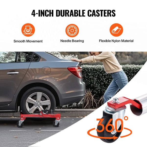 Wheel Dolly Heavy Duty Vehicle Positioning Ratchet Tire Jack Max Capacity 1500 Lbs Car Dolly for Car Auto Repair Moving