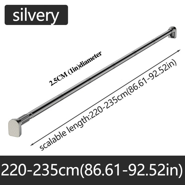 Adjustable Stainless Steel Shower Curtain Rod – No-Drill Telescopic Pole