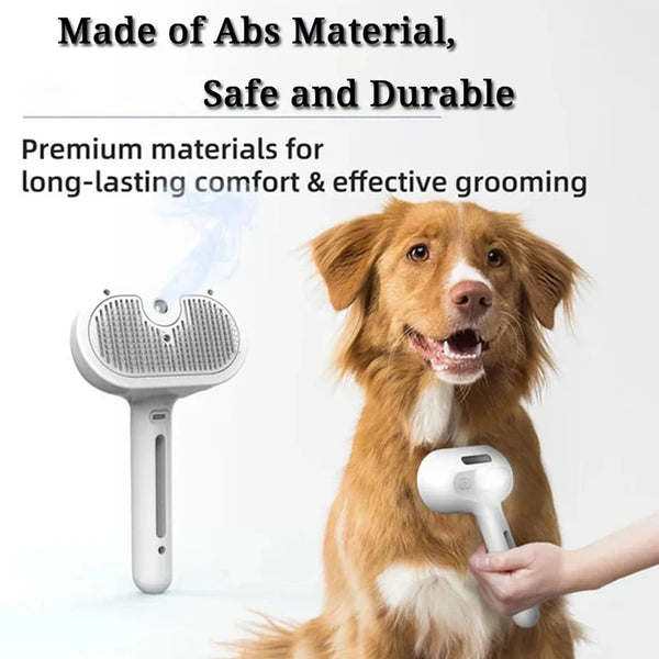 Pet Clean Steam Spray Dog Grooming Brush – Chemical-Free Steam Cleaning & Detangling Brush for Dogs