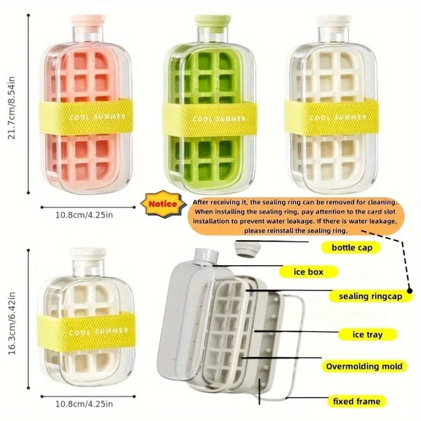 Silicone Ice Cube Tray with Lid – 12-Grid Large Capacity Water Bottle Mold