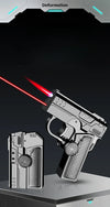 Metal Folding Gun-Style Jet Lighter – Windproof Butane Gas Red Flame Gyroscope Lighter with Laser