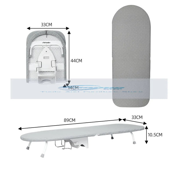 Folding Desktop Ironing Board with Reinforced Frame and Built-In Clothes Storage