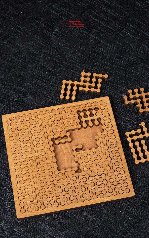 Impossible Wooden Puzzle IQ Board – Brain-Teaser Jigsaw & Tangram Puzzle with Multi-Level Difficulty