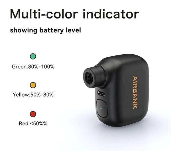 AIRBANK Mini Portable Bicycle Pump – Rechargeable 100PSI Electric Bike Tire Inflator