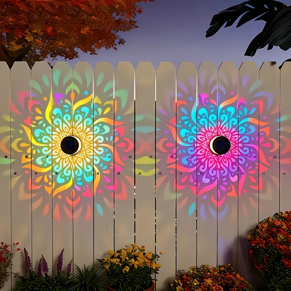 Solar Mandala Wall Lamp – Waterproof LED Fence Light for Garden & Courtyard
