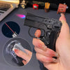 Metal Folding Gun-Style Jet Lighter – Windproof Butane Gas Red Flame Gyroscope Lighter with Laser