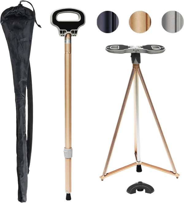 Folding Stool Cane – 2-in-1 Walking Stick & Portable Seat for Seniors