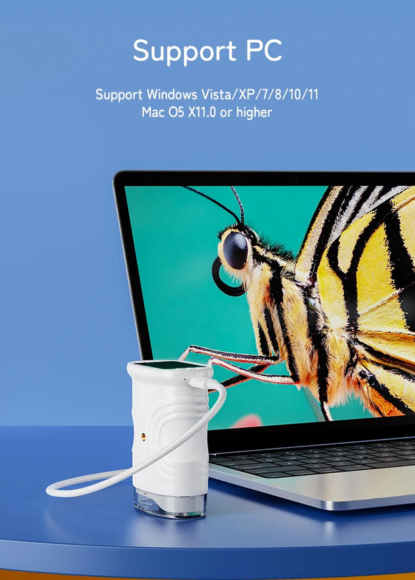 Rechargeable Mini Pocket Digital Microscope with 2.0" Screen - 1000X