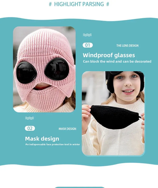 Windproof Warm Mask with Integrated Ear Protection & Glasses Cover for Children and Adults