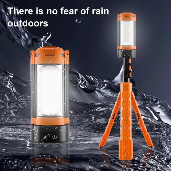 LED Work Light with Tripod Stand – Rechargeable Waterproof Camping Lantern with 4 Modes & Power Bank Function