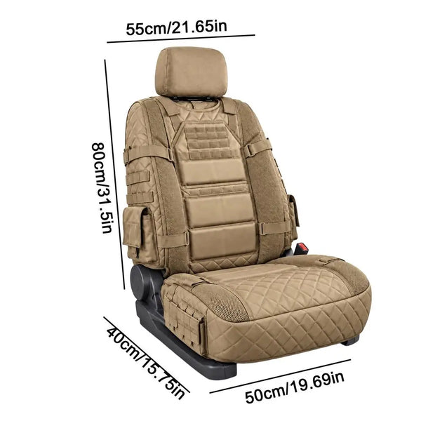 Military Style Heavy-Duty Car Seat Protector with Non-Slip Backing & Storage Pockets