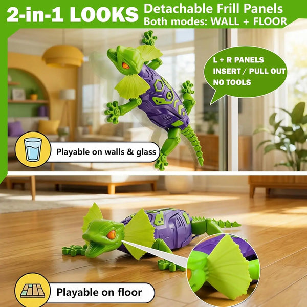 Remote Control Wall Climbing Gecko Toy with LED Eyes & Rechargeable Battery