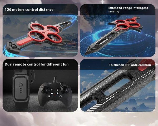 Hand-Gesture Controlled Flying Sword Toy Drone – Sword-Shaped RC Airplane with 360° Flip