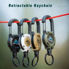 Retractable Keychain 2-Pack with Tactical Badge Reel & Steel Cord