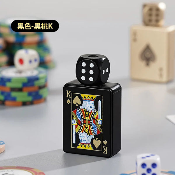 Rotating Dice Playing Cards Windproof Green Flame Gas Lighter – Novelty Collectible Pocket Lighter