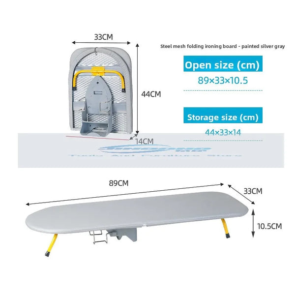 Folding Desktop Ironing Board with Reinforced Frame and Built-In Clothes Storage