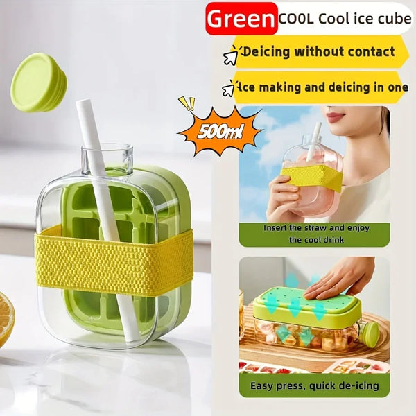 Silicone Ice Cube Tray with Lid – 12-Grid Large Capacity Water Bottle Mold