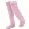Fuzzy Thigh High Socks – Soft Knit Leg Warmers for Office & Home