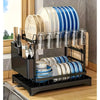 2-Tier Kitchen Dish Drying Rack – Metal Countertop Drainer with Drip Tray