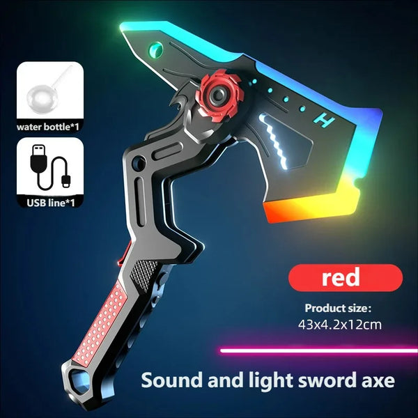 Outdoor LED Sword-Axe Transforming Toy with Mist Effect & Multi-Color Lights
